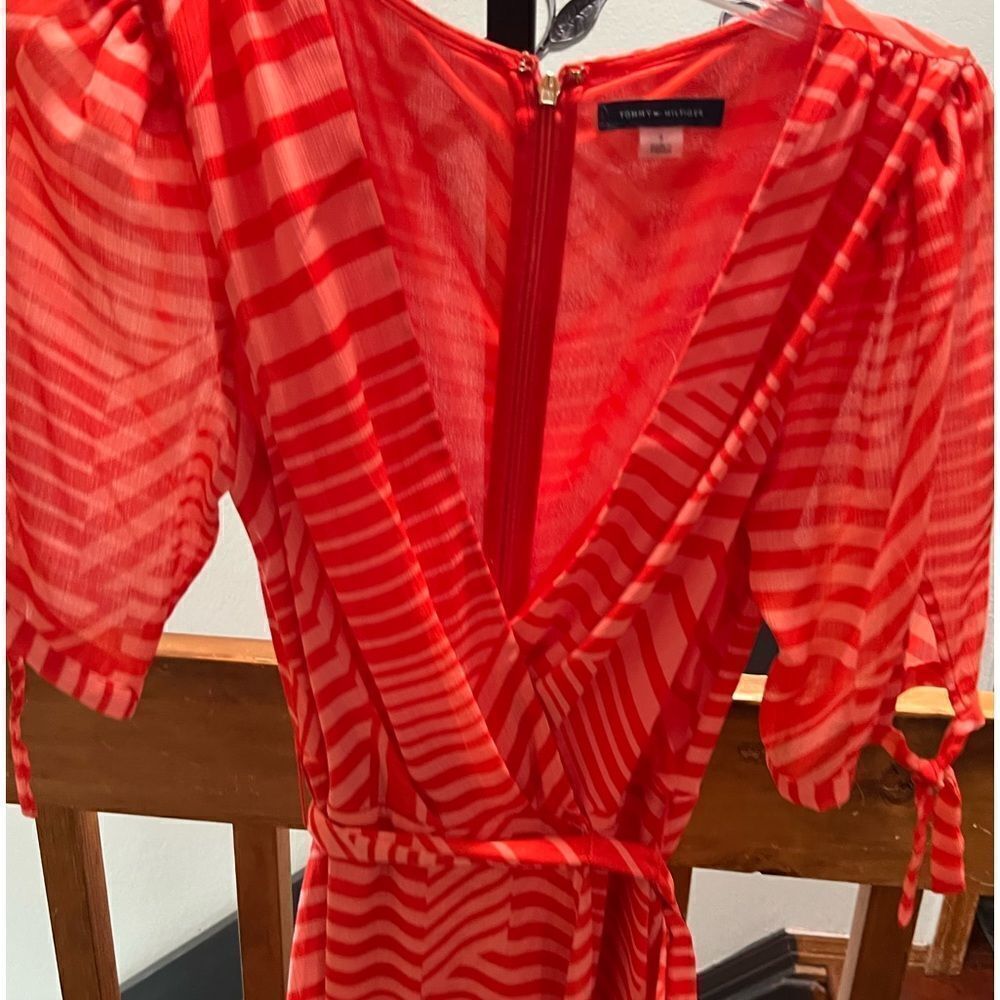 EUC Tommy Hilfiger Orange Striped Asymmetrical Dress Size 4 #062 - Picture 2 of 6